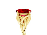 Yellow gold Oval Cut Ruby Solitaire Engagement Ring with Celtic Knot Band and Four-Prong Setting_5