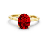 Yellow gold Oval Cut Ruby Solitaire Engagement Ring with Classic Band and Four-Prong Setting_24