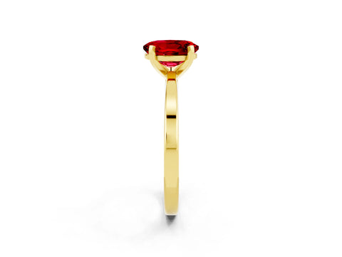 Yellow gold Oval Cut Ruby Solitaire Engagement Ring with Classic Band and Four-Prong Setting_45