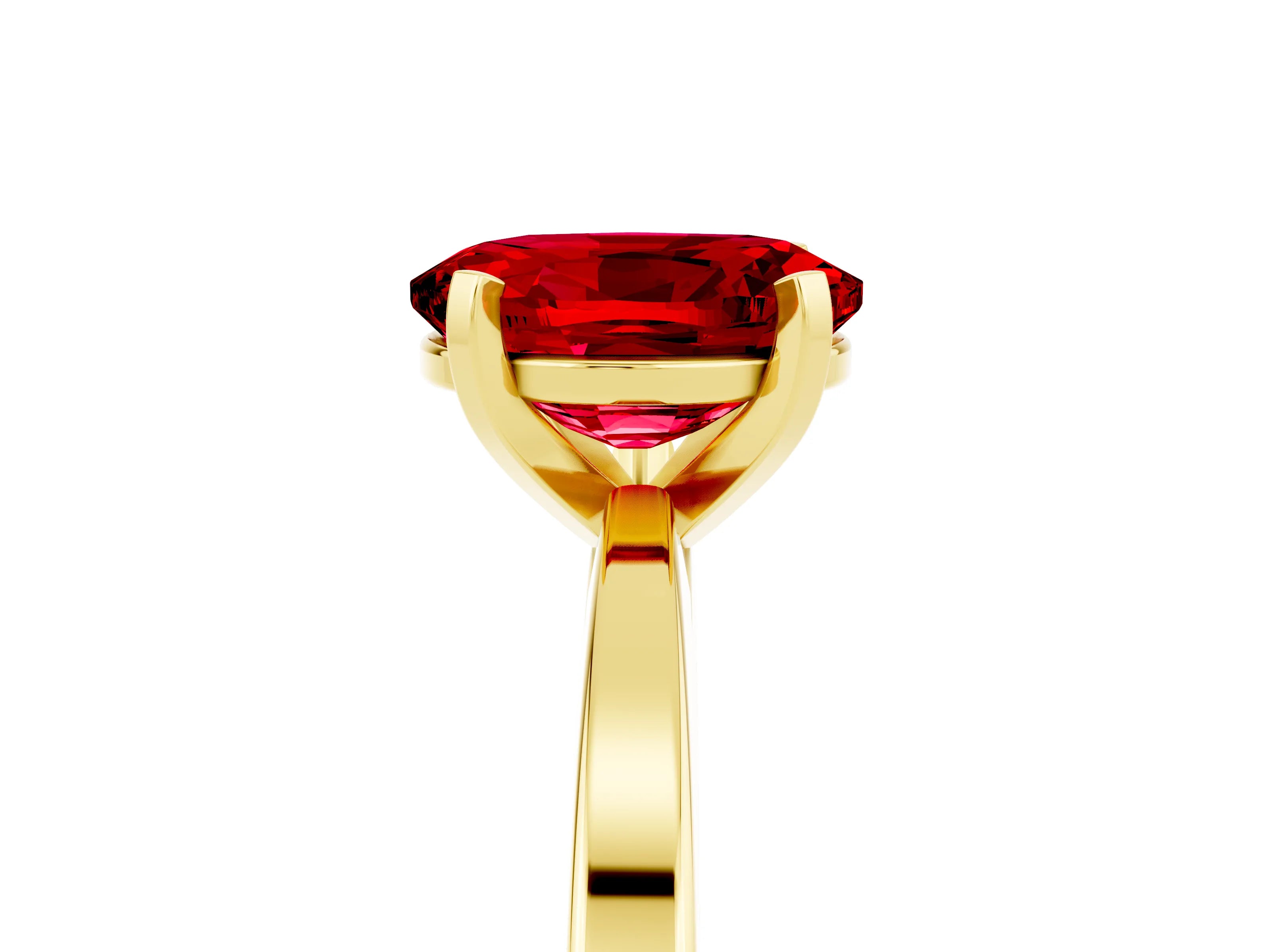 Yellow gold Oval Cut Ruby Solitaire Engagement Ring with Classic Band and Four-Prong Setting_48