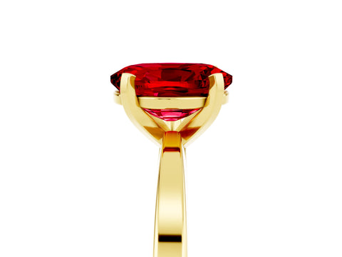 Yellow gold Oval Cut Ruby Solitaire Engagement Ring with Classic Band and Four-Prong Setting_48