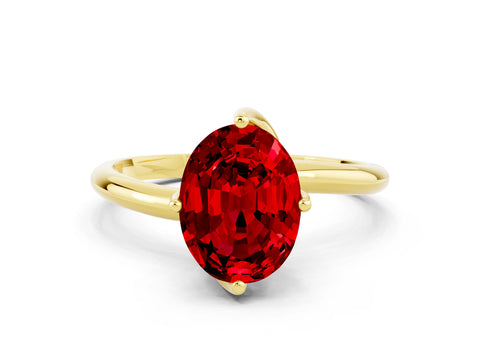 Yellow gold Oval Cut Ruby Solitaire Engagement Ring with Four-Prong Setting and Classic Band_12