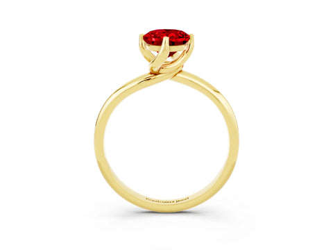 Yellow gold Oval Cut Ruby Solitaire Engagement Ring with Four-Prong Setting and Classic Band_15