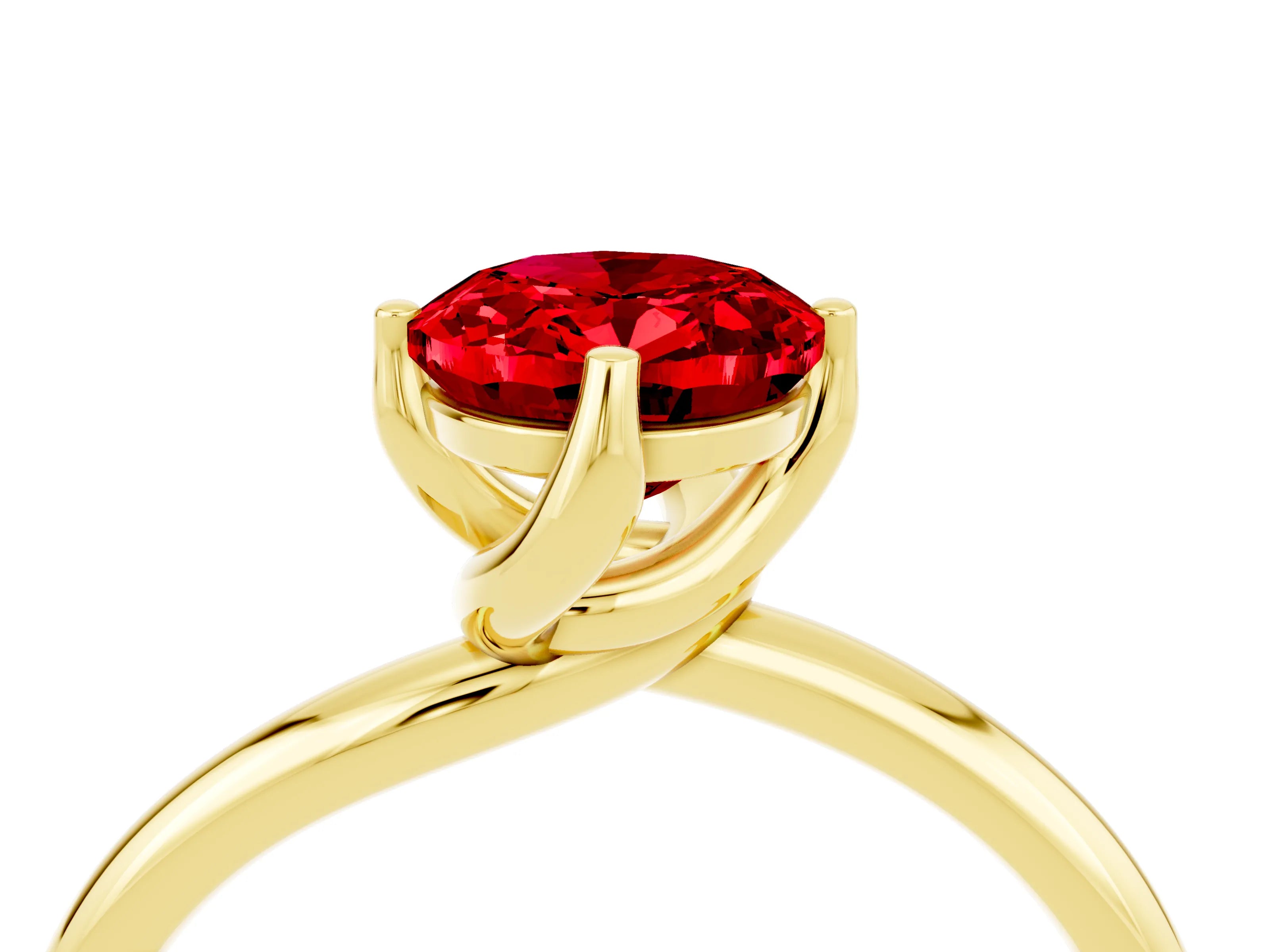 Yellow gold Oval Cut Ruby Solitaire Engagement Ring with Four-Prong Setting and Classic Band_16
