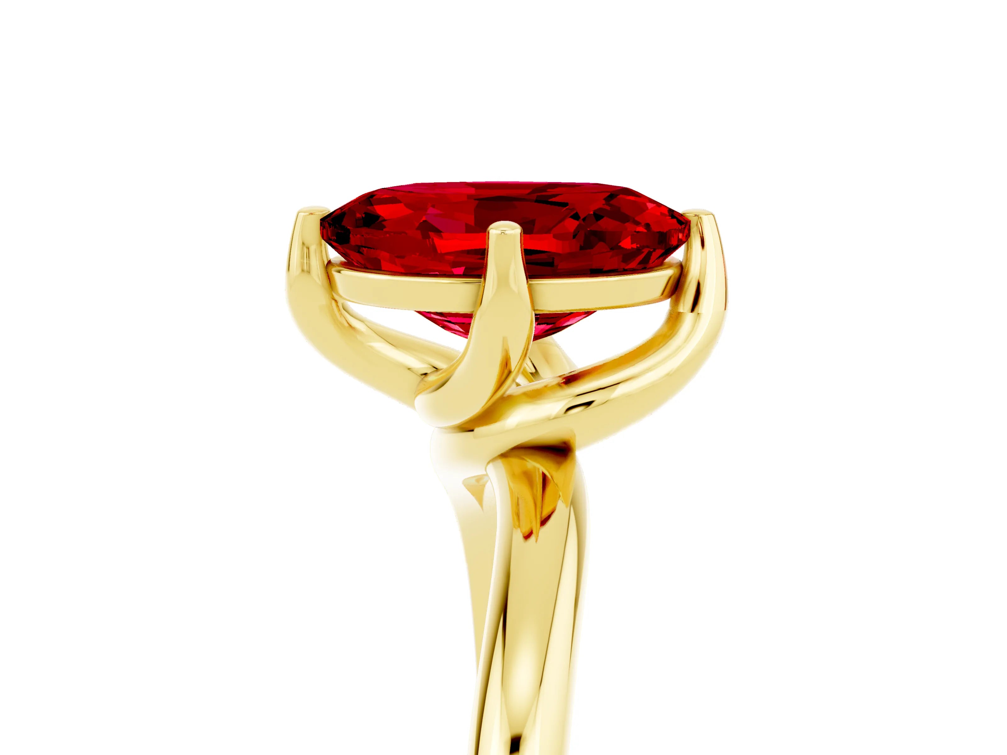 Yellow gold Oval Cut Ruby Solitaire Engagement Ring with Four-Prong Setting and Classic Band_17