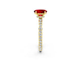 Yellow gold Oval Cut Ruby Solitaire Engagement Ring with Pavé Band and Four-Prong Setting_2