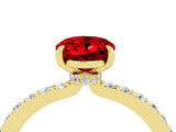 Yellow gold Oval Cut Ruby Solitaire Engagement Ring with Pavé Band and Four-Prong Setting_4
