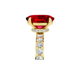 Yellow gold Oval Cut Ruby Solitaire Engagement Ring with Pavé Band and Four-Prong Setting_5