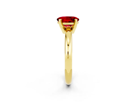 Yellow gold Oval Cut Ruby Solitaire Engagement Ring with Round Band and Four-Prong Setting_2