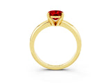 Yellow gold Oval Cut Ruby Solitaire Engagement Ring with Round Band and Four-Prong Setting_3