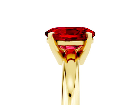 Yellow gold Oval Cut Ruby Solitaire Engagement Ring with Round Band and Four-Prong Setting_5