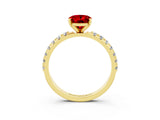 Yellow gold Oval Cut Ruby Solitaire Pavé Band with Four-Prong Setting_3