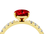 Yellow gold Oval Cut Ruby Solitaire Pavé Band with Four-Prong Setting_4
