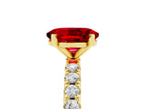 Yellow gold Oval Cut Ruby Solitaire Pavé Band with Four-Prong Setting_5