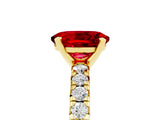Yellow gold Oval Cut Ruby Solitaire Pavé Engagement Ring with Round Band and Prong Setting_17