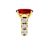 Yellow gold Oval Cut Ruby Solitaire Ring with Cathedral Setting and Pavé Band_5