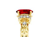 Yellow gold Oval Cut Ruby Solitaire Ring with Filigree Band and Four-Prong Setting_41