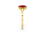 Yellow gold Oval Cut Ruby Solitaire Ring with Flower Prong Setting and Classic Band_14