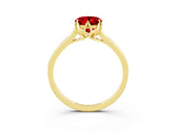 Yellow gold Oval Cut Ruby Solitaire Ring with Flower Prong Setting and Classic Band_15