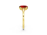 Yellow gold Oval Cut Ruby Solitaire Ring with Flower Prong Setting and Classic Band_38