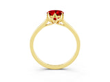 Yellow gold Oval Cut Ruby Solitaire Ring with Flower Prong Setting and Classic Band_39