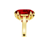 Yellow gold Oval Cut Ruby Solitaire Ring with Flower Prong Setting and Classic Band_41