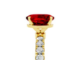 Yellow gold Oval Cut Ruby Solitaire Ring with Pavé Accents and Four-Prong Setting_5