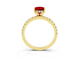 Yellow gold Oval Cut Ruby Solitaire Ring with Pavé Band and Four-Prong Setting_27