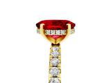 Yellow gold Oval Cut Ruby Solitaire Ring with Pavé Band and Four-Prong Setting_29