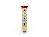 Yellow gold Oval Cut Ruby Solitaire Ring with Pavé and Channel Set Band_2