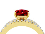 Yellow gold Oval Cut Ruby Solitaire Ring with Pavé and Channel Set Band_4