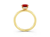 Yellow gold Oval Cut Ruby Solitaire Ring with Thin Band and Four-Prong Setting_15