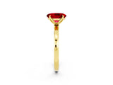 Yellow gold Oval Cut Ruby Solitaire Ring with Thin Band and Prong Setting_14