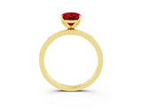 Yellow gold Oval Cut Ruby Solitaire Ring with Thin Band and Prong Setting_15