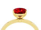 Yellow gold Oval Cut Ruby Solitaire Ring with Thin Band and Prong Setting_16