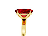 Yellow gold Oval Cut Ruby Solitaire Ring with Thin Band and Prong Setting_17