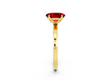 Yellow gold Oval Cut Ruby Solitaire Ring with Thin Band and Prong Setting_26