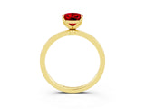Yellow gold Oval Cut Ruby Solitaire Ring with Thin Band and Prong Setting_27