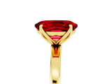 Yellow gold Oval Cut Ruby Solitaire Ring with Thin Band and Prong Setting_29