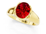 Yellow gold Oval Cut Ruby Solitaire Ring with Wide Band and Prong Setting_1