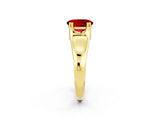 Yellow gold Oval Cut Ruby Solitaire Ring with Wide Band and Prong Setting_2