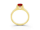 Yellow gold Oval Cut Ruby Solitaire Ring with Wide Band and Prong Setting_3
