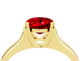 Yellow gold Oval Cut Ruby Solitaire Ring with Wide Band and Prong Setting_4