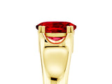 Yellow gold Oval Cut Ruby Solitaire Ring with Wide Band and Prong Setting_5