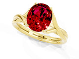 Yellow gold Oval Cut Ruby Solitaire Twist Band Prong Setting Ring_37