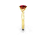 Yellow gold Oval Cut Ruby Solitaire Twist Band Prong Setting Ring_38