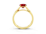 Yellow gold Oval Cut Ruby Solitaire Twist Band Prong Setting Ring_39