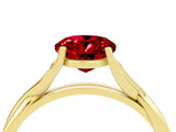 Yellow gold Oval Cut Ruby Solitaire Twist Band Prong Setting Ring_40