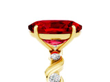 Yellow gold Oval Cut Ruby Solitaire Twisted Band with Round  Accents and Prong Setting_17