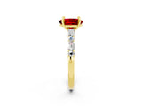 Yellow gold Oval Cut Ruby Solitaire with Side Baguettes and Channel Set Band_2